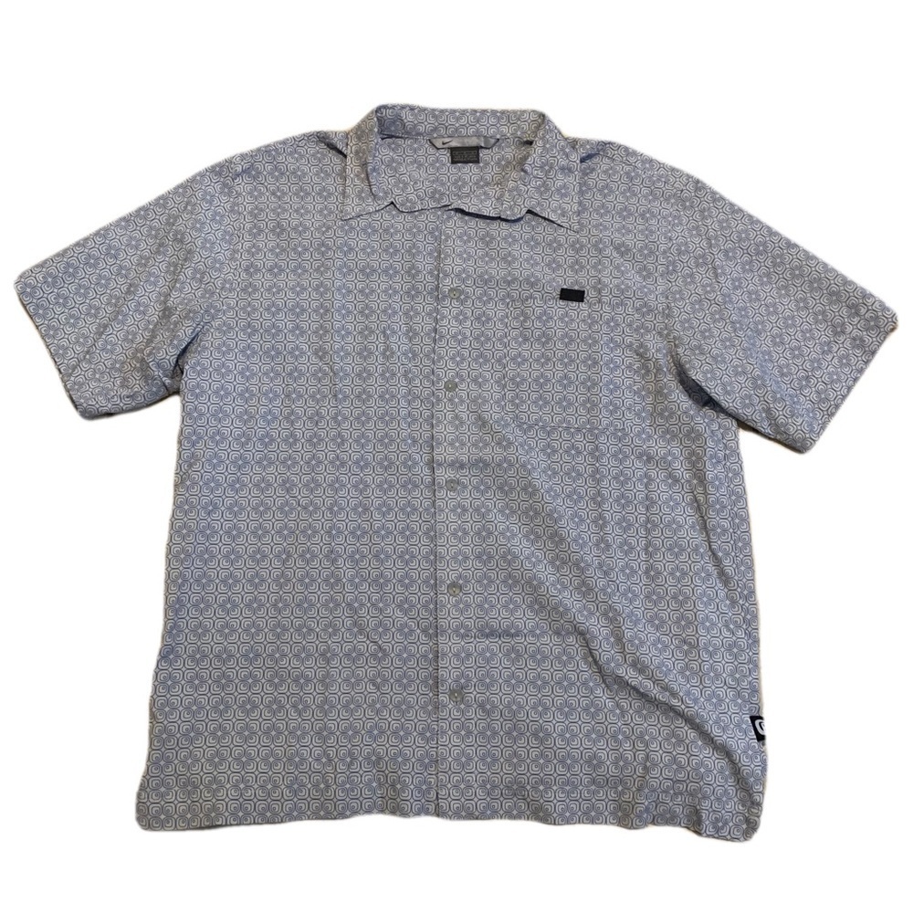 Nike Blue Geometric Pattern Button-Up Shirt - Size Medium